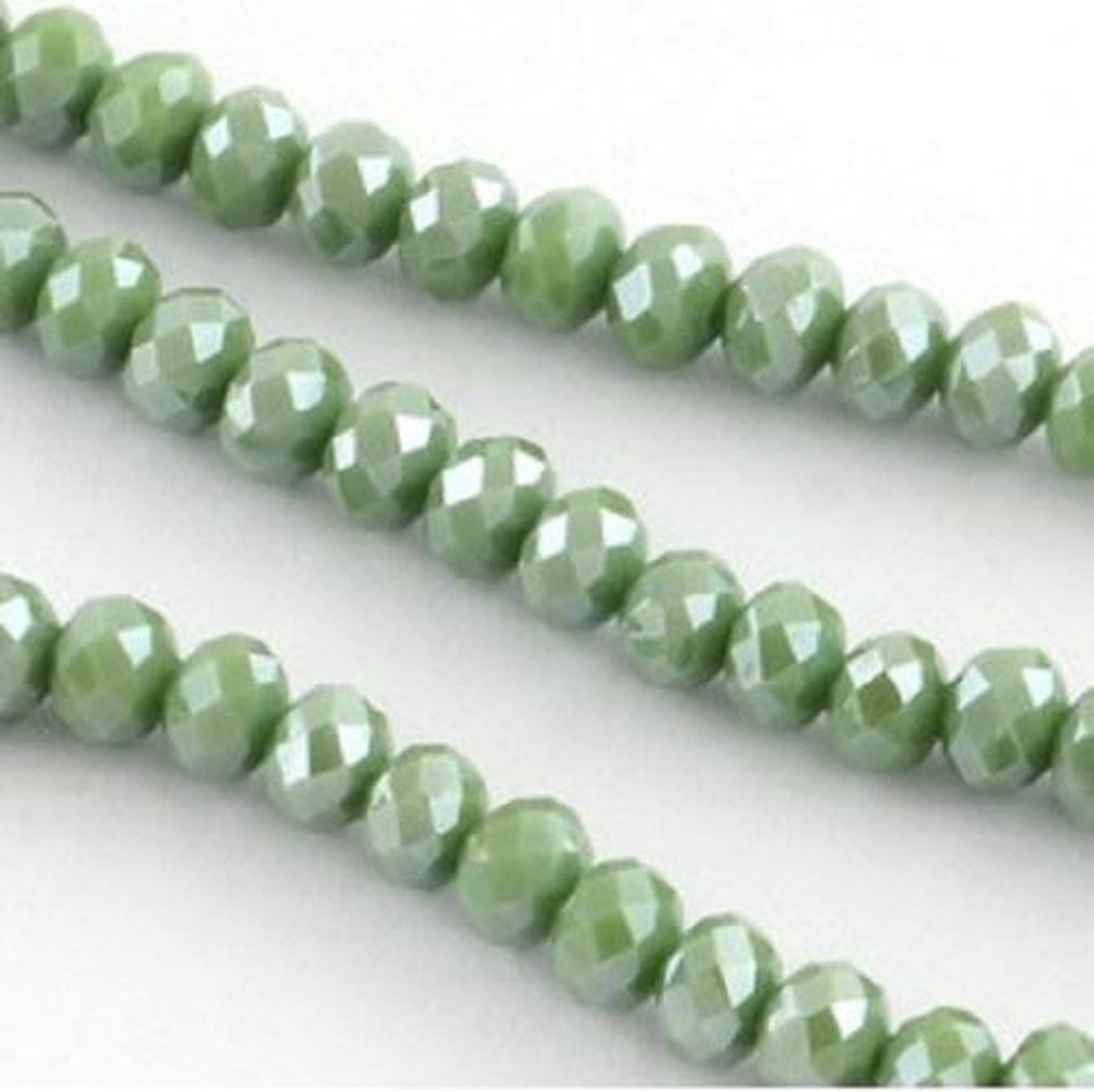 Streng facet kralen 4x3mm | Olivia green | Ca. 140 kralen | Sieraden maken